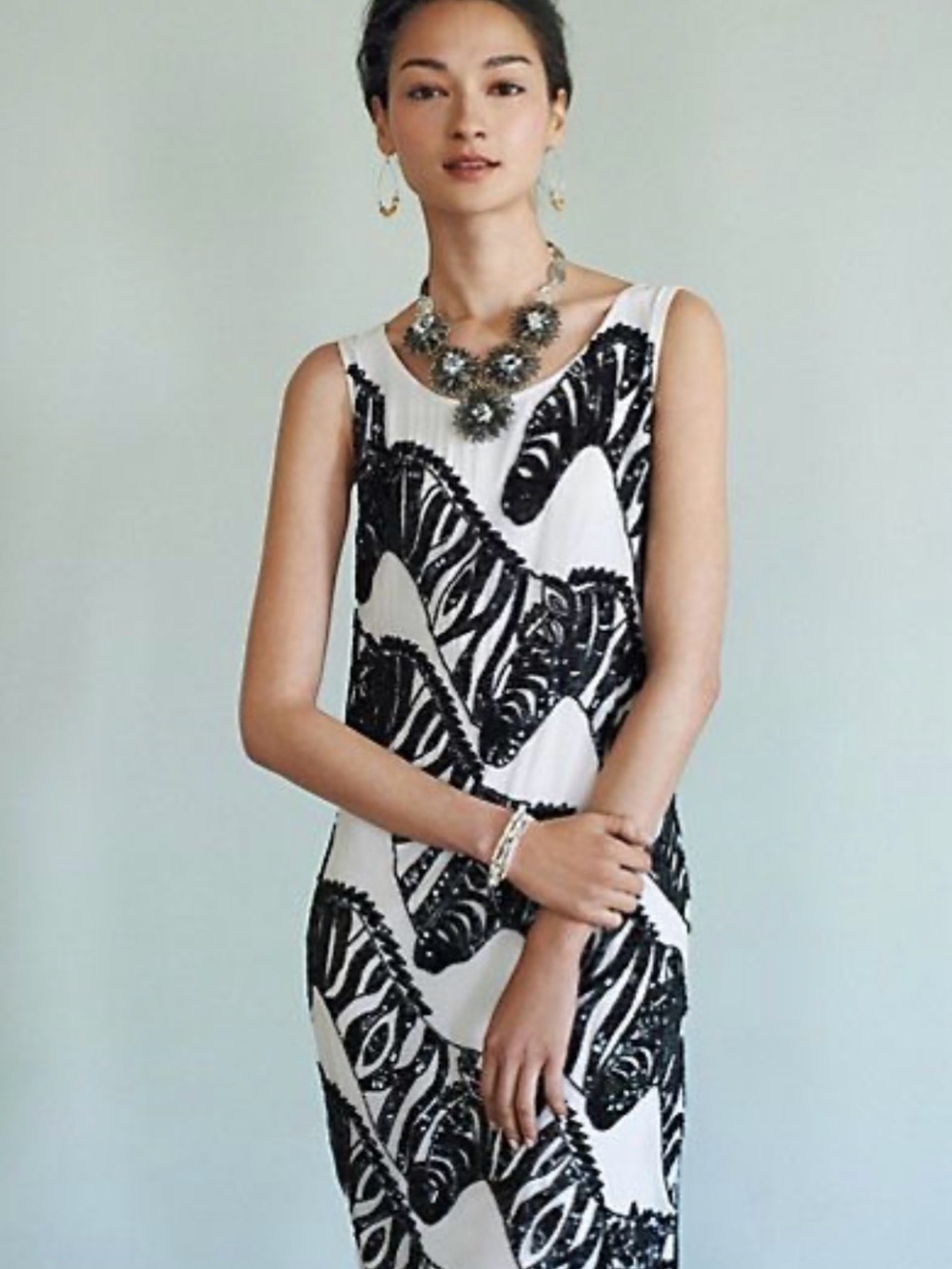 Anthro Beaded Zebra dress
